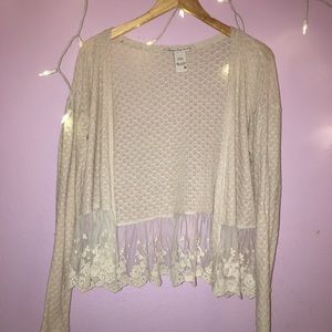 Lace trim cardigan